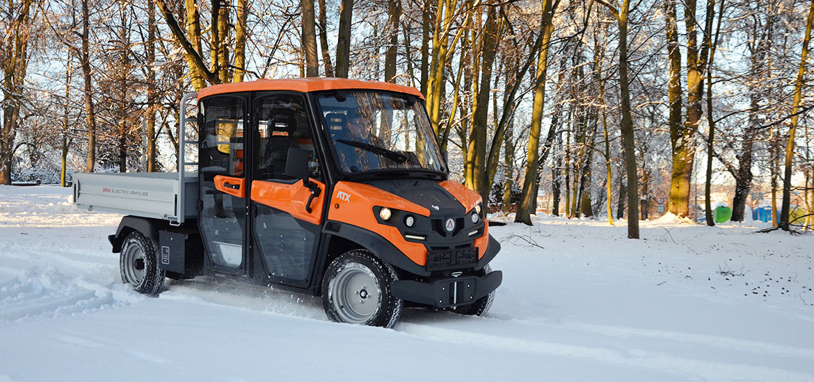 Electric offroad utv on snow and ice Electric offroad utv on snow and ice