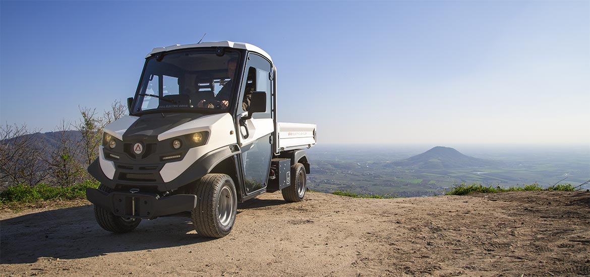 Off-road electric vehicle on dirt road